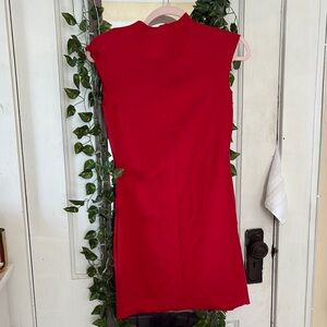 H&M Red Sheath Mini Dress Mock Neck Sleeveless